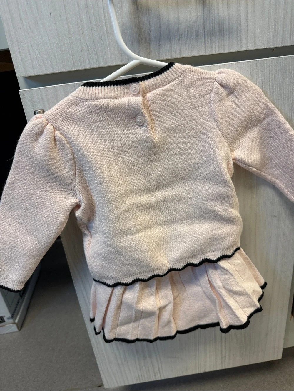 GAP Pale Pink Knit Dress with Black Bow Trim